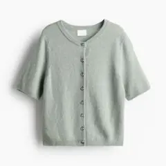 H&M ボタン付き半袖ニットカーディガン ライトダスティグリーン S