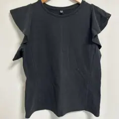 UNIQLO ブラック フリル袖 ノースリーブ Ｌ