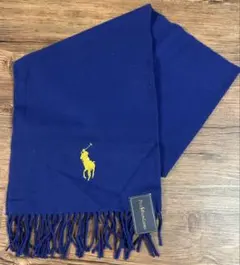 ポロラルフローレン　マフラー　青xゴールド　未使用タグ付　正規品