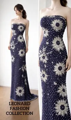ky312 レオナールファッション ロングドレス フリー 花柄 スパンコールのサムネイル
