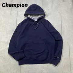 Championチャンピオン 無地　パーカー　目あり　ロゴ刺繍　ユニセック　紺
