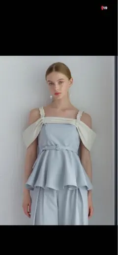 lilLilly ワッフルリボンオーガンジーフリルトップス フリルショート