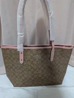 COACH CEL49 シグネチャー トートバッグ ピンク 大容量バック - メルカリ