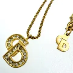 Dior　ネックレス　CDロゴ　ラインストーン　ゴールド　ロゴ刻印