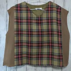 古着リメイクベスト　チェック柄