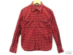 フラットヘッド  スモールブロックチェック　シャツ 長袖シャツ red 36