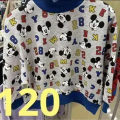 ディズニー　ミッキー　ベビー　キッズ　トレーナー 総柄　120cm グレー