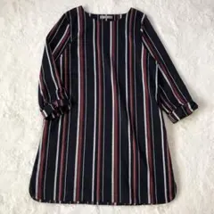 【SHOO•LA•RUE】ストライプ ワンピース（L）チュニック 七分袖