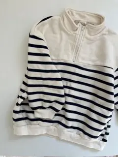 the beige ストライプハーフジップ