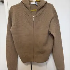 M-premier フード付きベージュセーター