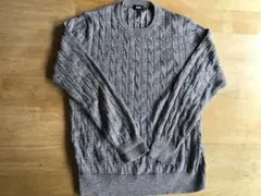ユニクロ　メンズカシミヤ混　ケーブル編み綿セーター　Mサイズ　霜降りグレー