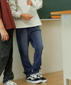 GLOBAL WORK スゴラクストレッチデニムリブパンツ 150 ブルー