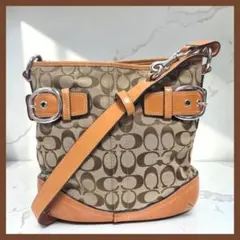 COACH ショルダーバッグ シグネチャー キャンバス ベージュ ブラウン