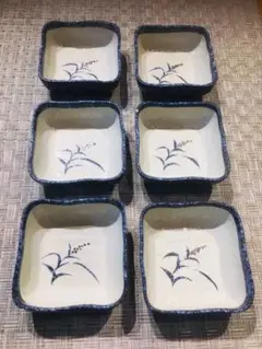 花柄の四角形皿6個セット