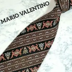 【MARIO VALENTINO】ネクタイ　ストライプ　ペイズリー　茶系