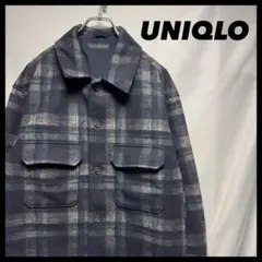 UNIQLO オーバーシャツジャケット　チェック柄　ネイビー　11