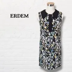 アーデム ERDEM☆ノースリーブワンピース【38】ブラック マルチカラー