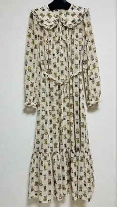 ✨ユキエモンyukiemon犬図鑑長袖ワンピース♡Ｍサイズタグ無し新品♡ 美品】yukiemon ユキエモン ローズファームワンピース クマ M