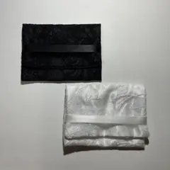 【新品】レースとレースとサテンのリボン付きポーチ（黒・白）