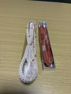 夏用帯締め白＆オレンジ色と金朱色帯締め2本セット