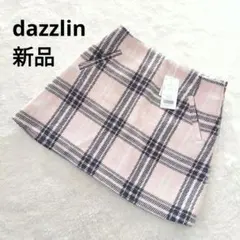 dazzlin 台形 ミニスカート チェック M ピンク ウール混