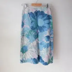 USED 古着 花柄 アート ブルー パープル グリーン スカート