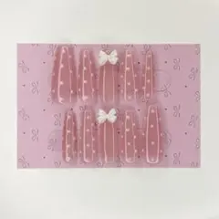 ピンク水玉リボンネイルチップセット