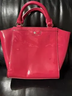 LAURA ASHLEY ピンク ハンドバッグ　エナメルのサムネイル