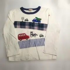 ミキハウス のりもの ロンT オフホワイト 長袖 120