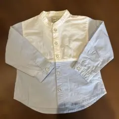 nous バンドカラーシャツ ホワイト/ライトブルー