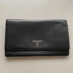 PRADA プラダ 二つ折り長財布 サフィアーノレザー ブラック 黒 メンズ