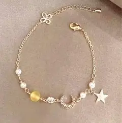 星と三日月モチーフブレスレット