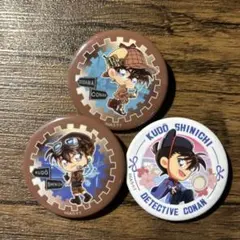 名探偵コナン　大阪城　ミライザ　缶バッジ　3個セット　江戸川コナン　工藤新一