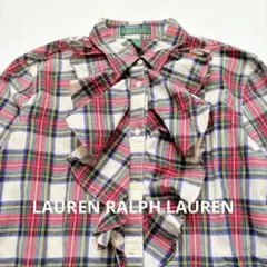 LAUREN RALPH LAUREN フリルチェックシャツ L