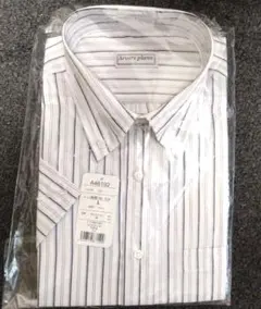 【未使用】紳士半袖ワイシャツ　ストライプ　Lサイズ半袖