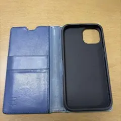 iPhone13 ネイビー 本革 手帳型ケース　GENUINE LEATHER