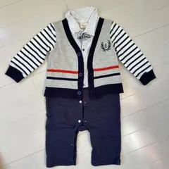 ストライプ柄ロンパース・カバーオール
