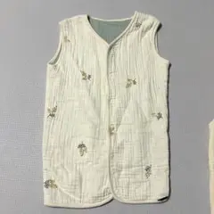 PUPPAPUPO スリーパー　袖なし　50-70 6重ガーゼ　ミモザ柄