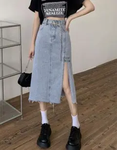 SHEIN スリットヘム デニムスカート