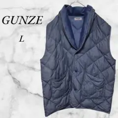 GUNZE L グンゼ キルティングベスト ノースリーブ 紳士 青