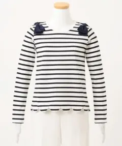 【新品タグ付き】ボーダー裾スカラップ 長袖Tシャツ