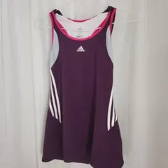 美品　adidasフード付　 テニスウェア 紫ピンク