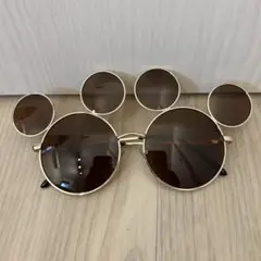 ディズニー　ミッキー　サングラス　ブラウン×ゴールド