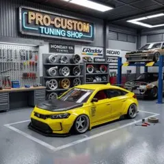 トミカ改造 ホンダ シビックタイプR 赤メタ ウイング 深リム ☆ホット