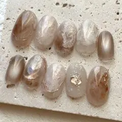 ニュアンスネイルチップNo.57 ミラーネイル　マグネットネイル　ブラウンネイル