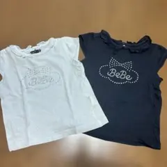 【110】BeBe ラインストーン Tシャツ 2枚セットのサムネイル