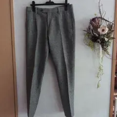 green label relaxing ヘリンボーン柄 グレー スラックス