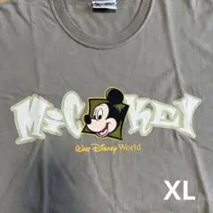 90s《USA製古着》ディズニー ミッキー 刺繍Tシャツ グリーン メンズ2XL 