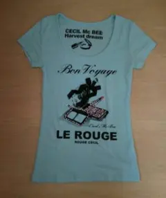 緑 セシルマクビー 半袖 キラキラ ラインストーン ミント リボン コスメ 柄