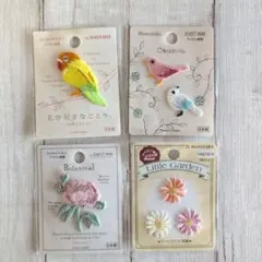 ハマナカ　刺繍ワッペン4個セット 鳥、ボタニカル